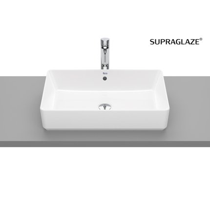 Roca GAP SQUARE keramické umývadlo na dosku 60 x 37 cm, biele SUPRAGLAZE® A3270Y2S00