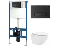HOME inštalačný modul + tlačítko H čierne +WC misa závesná CARLO MINI so sedátkom C1256