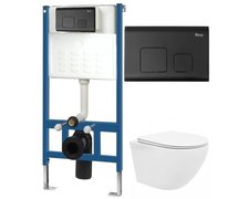 HOME inštalačný modul + tlačítko F chróm +WC misa závesná CARLO MINI so sedátkom C1256