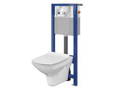 CERSANIT inštalačný modul SLIM&SILENT+WC misa závesná CARINA CLEAN ON NEW+sedátko voľne padajúce, tlačitko MOVI S701-201 SET 878