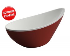 Polimat ZOE voľne stojaca akrylátova vaňa 180 x 80 cm s červeným panelom 00258
