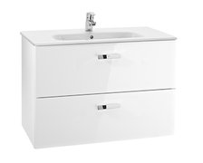 ROCA VICTORIA BASIC UNIK set kúpeľňová skrinka biela lesklá s umývadlom keramickým 80 x 46 cm A855852806