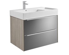 ROCA INSPIRA UNIK set kúpeľňová skrinka Dub / tmavé zrkadlo s umývadlom keramickým 80x50 cm A851076403