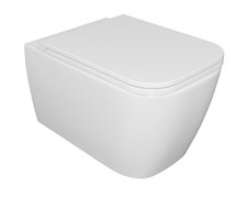 Excellent QUADRA NO-RIM WC misa závesná RimFree 55 x 36 cm s voľne-padajúcim sedátkom biela matná misa CESD.MWWCSQDR sedatko CESD.MWCWQDRF