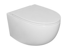 Excellent BULL NO-RIM WC misa závesná RimFree 53 x 36 cm s voľne-padajúcim sedátkom biela matná misa CESD.MWWCSBLR sedátko CESD.MWCWBLR