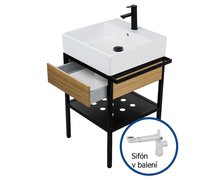 Deante Temisto set s umývadlom na dosku a šuflíkom 50 x 40 cm čierna / biela CDTD6U4S