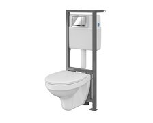 Cersanit SET DELFI WC misa závesná 52 x 36 cm + inštalačný modul + sedátko + tlačítko S701-217