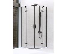 New Trendy NEW MERANA BLACK štvrťkruhový sprchový kút 90 x 90 x 195 cm, sklo číre, dvojdverový kút K-0536