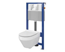 CERSANIT inštalačný modul AQUA 52 PNEU+WC misa závesná CREA Oval CLEAN ON + sedátko Slim SOFT CLOSE + tlačitko ACCENTO CIRCLE