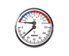 FERRO TERMOMANOMETER 63mm 1/2" AXIÁLNY 0 - 6 bar TM63A