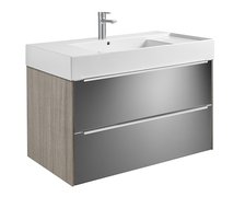ROCA INSPIRA UNIK set kúpeľňová skrinka Dub / tmavé zrkadlo s umývadlom keramickým 100x50 cm A851077403