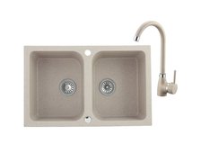 Laveo CELIA granitový drez 76 x 48 cm s batériou, bež SJCE420T