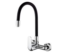 Kuchinox ELZA drezová nástenná vodovodná batéria s elastickou výtokovou hadicou, chróm/čierna BKE_781D