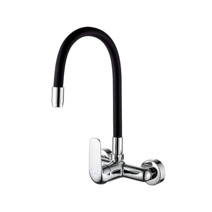 Kuchinox ELZA drezová nástenná vodovodná batéria s elastickou výtokovou hadicou, chróm/čierna BKE_781D