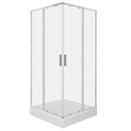 Novoterm SOLID SQ CHR sprchový kút s vaničkou 80 x 80 x 210 cm, sklo číre