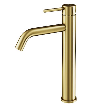 Besco VEO I umývadlová vodovodná batéria, vysoká brúsená zlatá BU-VI-ZS