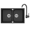 Laveo CELIA granitový drez 76 x 48 cm s batériou, čierny SJCE720T