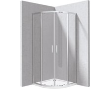Deante FUNKIA EVO štvrť-kruhový sprchový kút s vaničkou 80 x 80 x 195 cm, sklo číre, profil chróm KYPP0088P