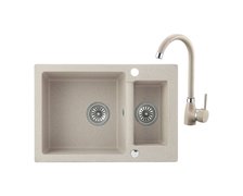 Laveo CELIA granitový drez 65 x 44 cm s batériou, bež SJCA430T