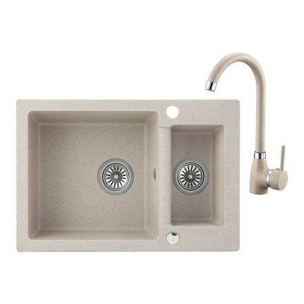 Laveo CELIA granitový drez 65 x 44 cm s batériou, bež SJCA430T