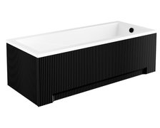 Besco UNI Ryfle Matt Black čelný a bočný panel k vani 140 cm, čierny OAPM-140URB