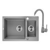 Laveo CELIA granitový drez 65 x 44 cm s batériou, sivý SJCA530T