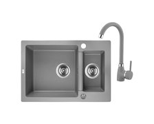 Laveo CELIA granitový drez 65 x 44 cm s batériou, sivý SJCA530T