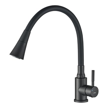 Kuchinox SELVA drezová vodovodná batéria s elastickou 2‑funkčnou výtokovou hadicou, čierna BSK_762D