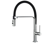 Kuchinox SILUETTO drezová vodovodná batéria s výtokom v tvare „U“, chróm/čierna BQU_778D