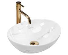 Rea SOFIA NATURE MARBLE keramické umývadlo na dosku 41 x 34,5 cm U6605