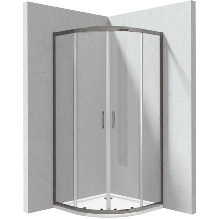 Deante FUNKIA EVO štvrť-kruhový sprchový kút s vaničkou 90 x 90 x 195 cm, sklo číre, profil titanium KYPPD099P