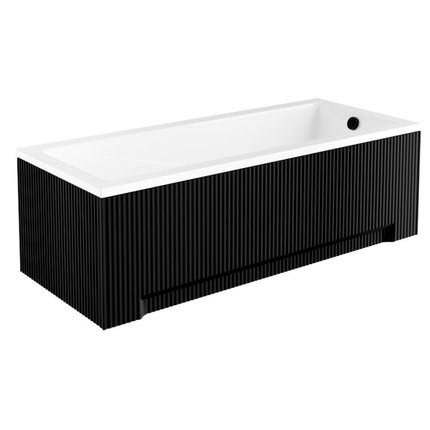 Besco UNI Ryfle Matt Black čelný a bočný panel k vani 170 cm, čierny OAPM-170URB