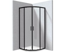 Deante FUNKIA EVO štvrť-kruhový sprchový kút s vaničkou 90 x 90 x 195 cm, sklo číre, profil čierny KYPPN099P