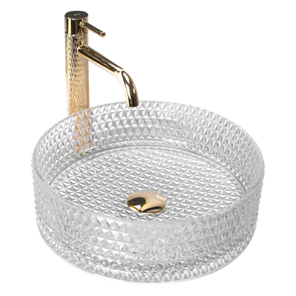 Rea CRISTAL TRANSPARENT sklené umývadlo na dosku 35,5 cm U9670