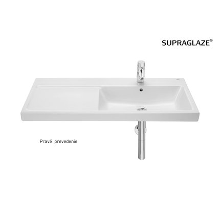 Roca GAP keramické umývadlo nástenné 100 x 46 cm, pravé biele SUPRAGLAZE® A3270MES00