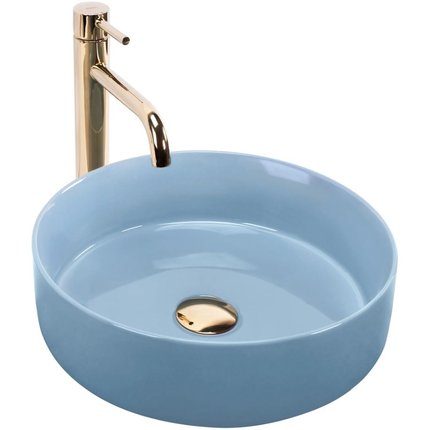 Rea SAMI L.BLUE SHINY keramické umývadlo na dosku 36 x 36 cm REA-U6619