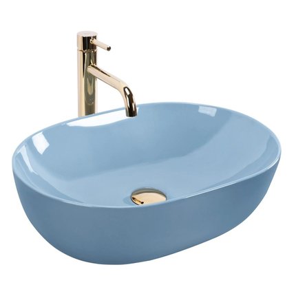 Rea LISA L.BLUE SHINY keramické umývadlo na dosku 49 x 35 cm  REA-U6620