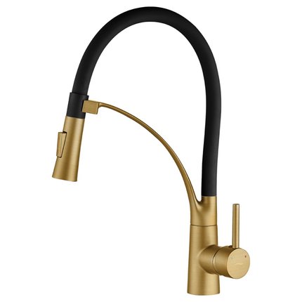 Kuchinox OLOR drezová vodovodná batéria s výtokom v tvare „U“, čierna/zlatá BKR_G78D
