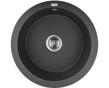 Laveo DAFNE granitový drez bez otvoru pre batériu 51 x 51 cm, čierny SBD_788Y