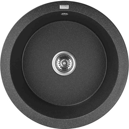 Laveo DAFNE granitový drez bez otvoru pre batériu 51 x 51 cm, čierny SBD_788Y