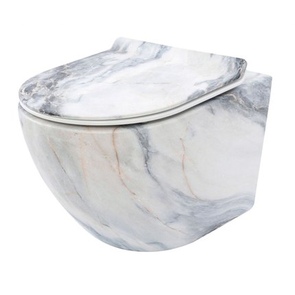 Rea CARLOS GRANIT MATT WC misa závesná RimFree 49,5x37 cm so sedátkom voľne-padajúcim C8003