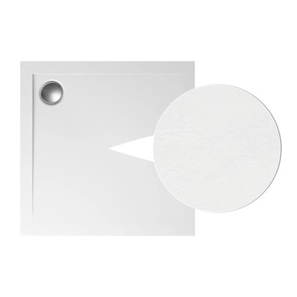 POLIMAT GEOS štvorcová sprchová vanička akrylát biela štruktúra 90 x 90 x 4,5 cm 00375