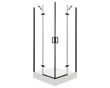 Novoterm Flow Black sprchový kút 80 x 80 x 195  cm, sklo číre