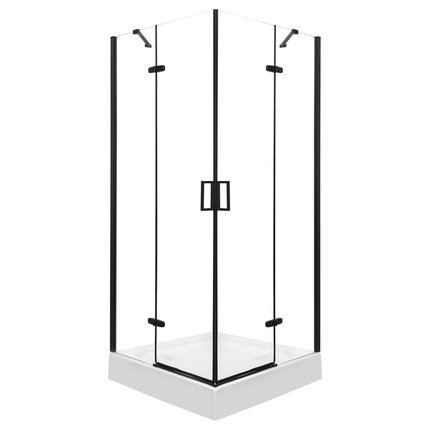 Novoterm Flow Black sprchový kút 80 x 80 x 195  cm, sklo číre