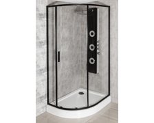 KERRA Solid RPA Black asymetrický sprchový kút s vaničkou 100 x 80 x 208 cm