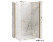 Rea ATLAS GOLD BRUSH sprchový kút 80 x 90 x 200 cm, sklo číre, pravý K4673 + K4336