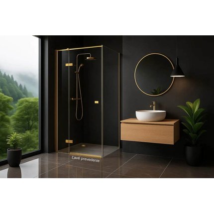 Rea ATLAS GOLD BRUSH sprchový kút 80 x 90 x 200 cm, sklo číre, ľavý K4672 + K4336