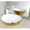 Rea SOFIA GOLD / WHITE keramické umývadlo na dosku 40,5 x 33,5 cm U0456
