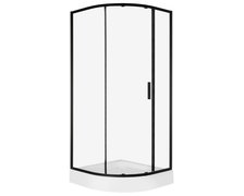 Novoterm SOLID RPS black sprchový kút s vaničkou 90 x 90 x 211 cm, sklo číre