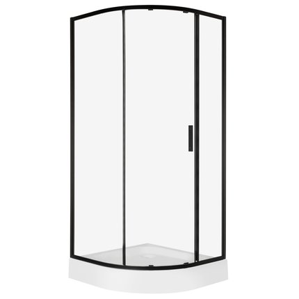 Novoterm SOLID RPS black sprchový kút s vaničkou 90 x 90 x 211 cm, sklo číre